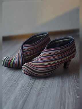 United Nude Rainbow Stripe Ankle Bootie Heels Size 38 US 7.5 Multicolor
